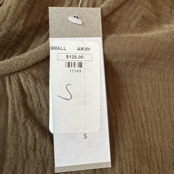 209wst38 Olive Green Long Sleeve Dress 100% Cotton Size Small - Picture 6 of 9